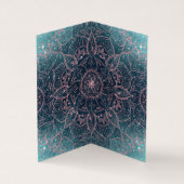 Carte De Visite Rose élégant Gold Mandala Blue Nebula Stars (Intérieur)