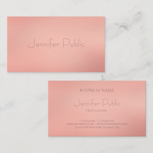 Carte De Visite Rose élégant Gold tendance moderne Elite Modèle (Devant / Derrière)