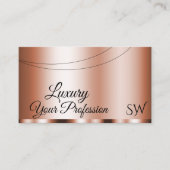 Carte De Visite Rose élégant Golden Glamore avec Initiales Moderne (Devant)