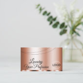 Carte De Visite Rose élégant Golden Glamore avec logo Moderne (Debout devant)