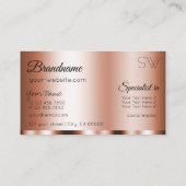 Carte De Visite Rose élégant Golden Glamore avec Monogram Moderne (Dos)