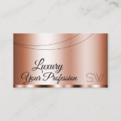 Carte De Visite Rose élégant Golden Glamore avec Monogram Moderne (Devant)