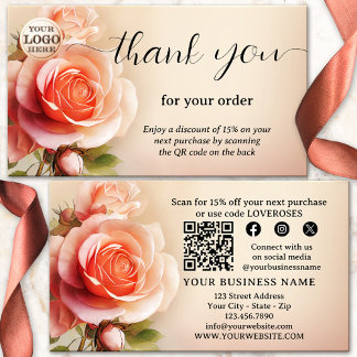 Carte De Visite Rose Élégante Merci pour votre commande
