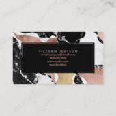 Carte De Visite Rose en marbre blanc noir bloc d'or Microblading (Dos)