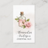 Carte De Visite Rose Essential Oils Aquarelle Floral Script (Devant)