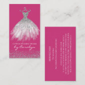 Carte de visite rose et argenté d'ouvrière (Devant / Derrière)