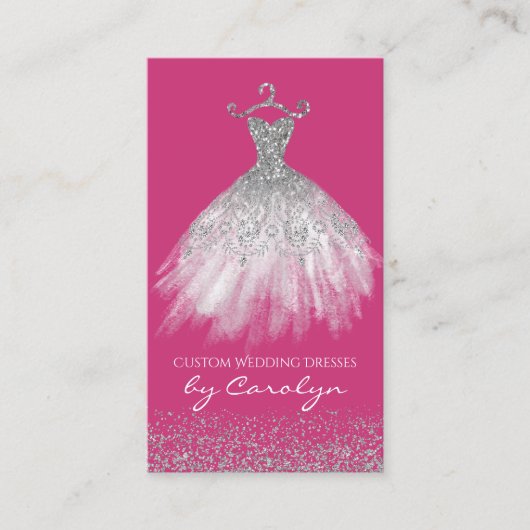 Carte de visite rose et argenté d'ouvrière (Devant)