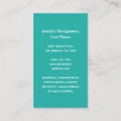 Carte De Visite Rose et blanc Chevron Turquoise Monogramme (Dos)