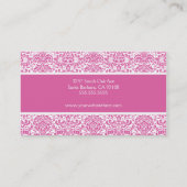 Carte de visite rose et blanc de damassé (Dos)