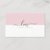 Carte De Visite Rose et blanc, monogramme calligraphique minimalis (Devant)