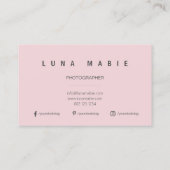 Carte De Visite Rose et blanc, monogramme calligraphique minimalis (Dos)