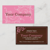 Carte de visite rose et Brown (Devant / Derrière)