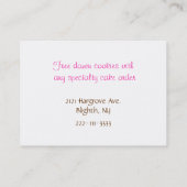 Carte de visite rose et Brown de boulangerie (Dos)