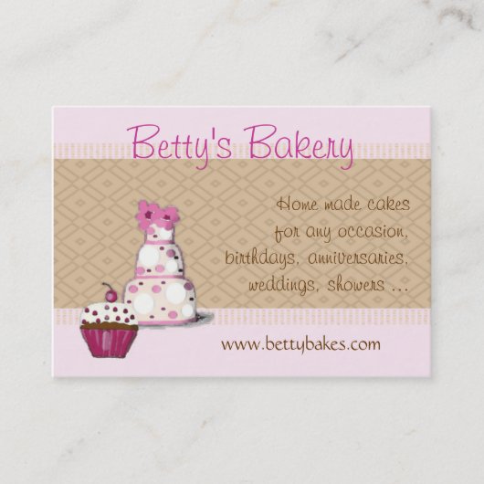 Carte de visite rose et Brown de boulangerie (Devant)
