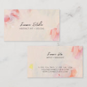 Carte De Visite Rose et corail Abstrait Floral simple Artsy (Devant / Derrière)