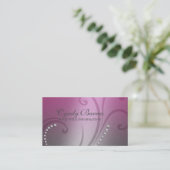 Carte de visite rose et gris (Debout devant)