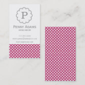 Carte de visite rose et gris de monogramme de (Devant / Derrière)