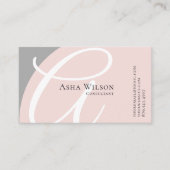 Carte de visite rose et gris élégant chic (Devant)
