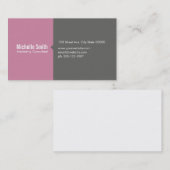 Carte De Visite Rose et gris en fleur (Devant / Derrière)