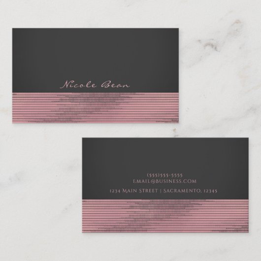Carte De Visite Rose et gris moderne glamour sequins chic élégant (Devant / Derrière)