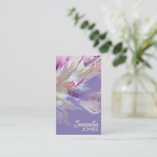 Carte De Visite Rose et Lavender Burst Abstrait (Debout devant)