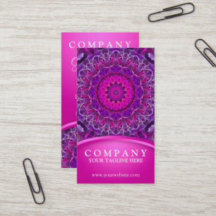 Carte De Visite Rose et mandala rougeoyant pourpre - conception
