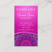 Carte De Visite Rose et mandala rougeoyant pourpre - conception (Dos)