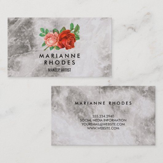 Carte De Visite Rose et marbre (Devant / Derrière)