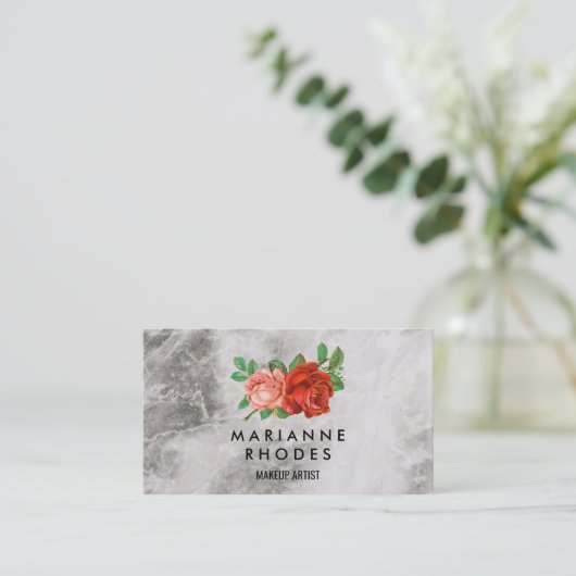 Carte De Visite Rose et marbre (Debout devant)