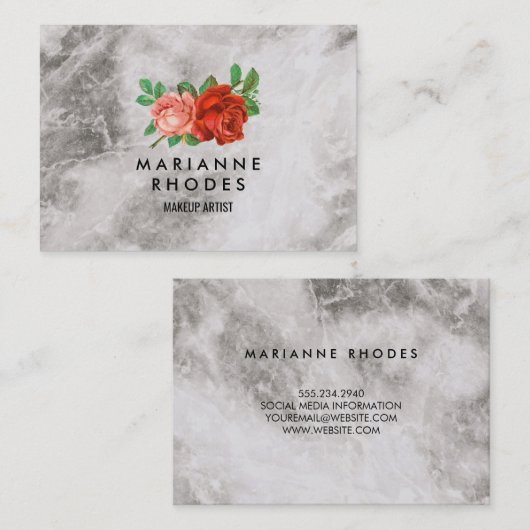 Carte De Visite Rose et marbre (Devant / Derrière)