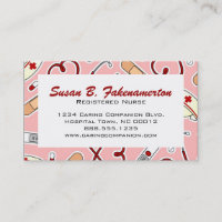 Carte de visite rose et mignonne pour infirmière