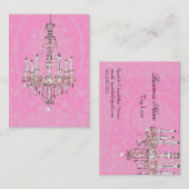 Carte de visite rose et miroitant de lustre (Devant / Derrière)