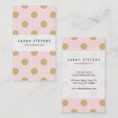 Carte De Visite Rose et motif de point de polka d'or (Devant / Derrière)