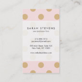 Carte De Visite Rose et motif de point de polka d'or (Dos)