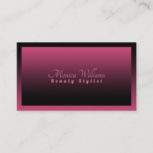 Carte De Visite Rose et noir élégants de style de gradient (Devant)