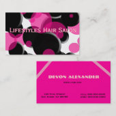 Carte de visite rose et noir génial de pois (Devant / Derrière)