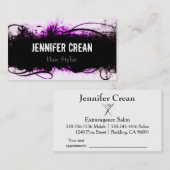 Carte de visite rose et noir grunge (Devant / Derrière)