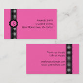 Carte de visite rose et noir lumineux de point de (Devant / Derrière)