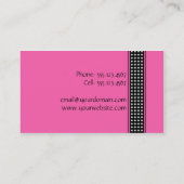 Carte de visite rose et noir lumineux de point de (Dos)