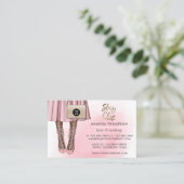 Carte de visite rose et or girly (Debout devant)