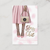 Carte de visite rose et or girly (Devant)