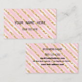 Carte de visite rose et or personnalisé (Devant / Derrière)