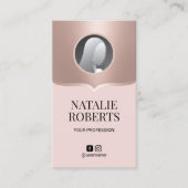Carte De Visite Rose et or Rose bleu photo professionnelle (Devant)