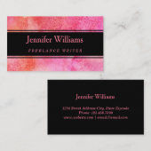 Carte de visite rose et orange d'aquarelle (Devant / Derrière)