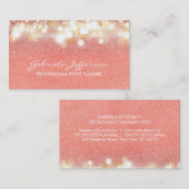 Carte De Visite Rose et parties scintillantes d'or chics (Devant / Derrière)