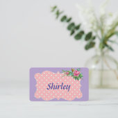 Carte De Visite Rose et pois blanc (Debout devant)