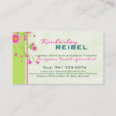 Carte De Visite Rose et vert Abstrait design floral 4 (Dos)