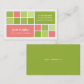 Carte de visite rose et vert du "carré un" de (Devant / Derrière)