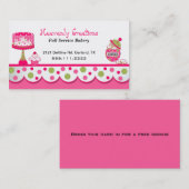 Carte de visite rose et vert lunatique de (Devant / Derrière)