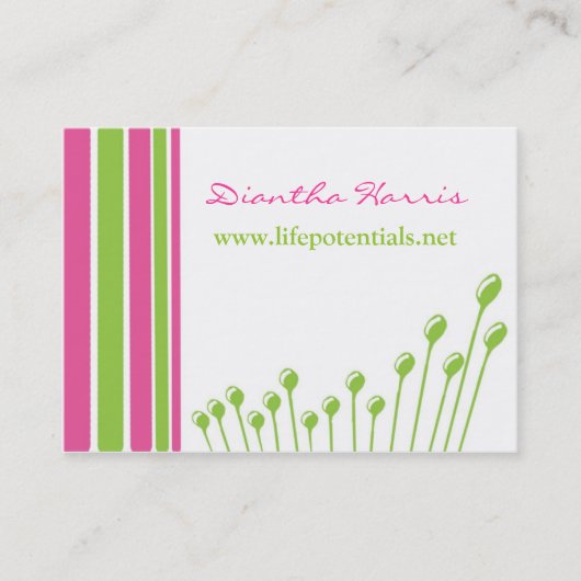 Carte De Visite Rose et vert modernes (Devant)